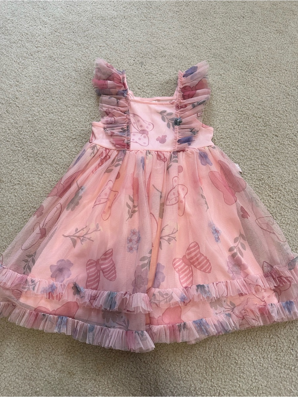 Minnie Pink Floral & Bow Tulle Party Dress for Girls